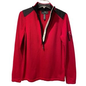 LAUREN RALPH LAUREN ACTIVE LRL Women's Half Zip Sweater Red/Black Size Large